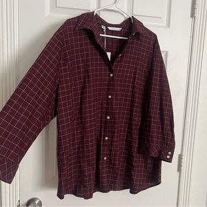 Cutter & Buck | Plaid Button Down 3/4 Sleeve Collared Shirt Plus Size XXL